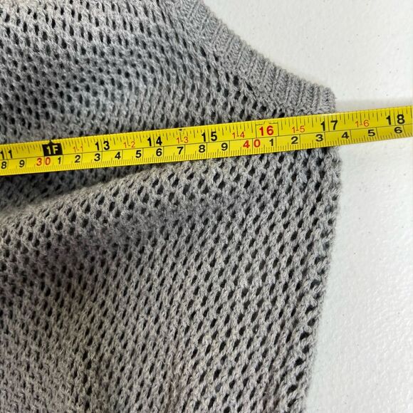 Lane Bryant Gray Duster Vest Waterfall Neck Sequin Beads Open Weave Women 14/16 - Picture 10 of 11